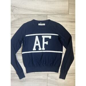 Abercrombie & Fitch Y2K Varsity Letter Sweater Academia Preppy Navy XS Vintage
